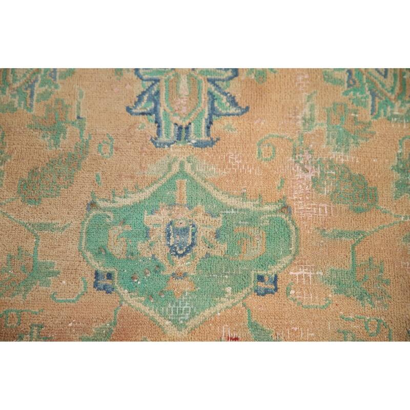 Hand Knotted Oriental 100% Wool Carpet Traditional Floral Peach Mashad Area Rug - 10' 7'' X 7' 1''