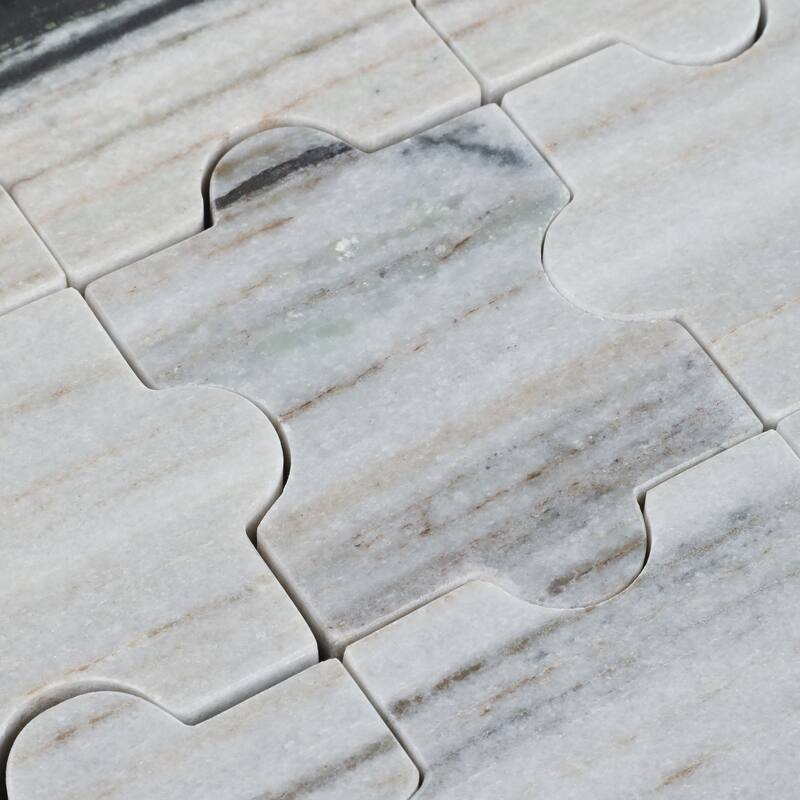 Handcrafted Banswara Stone Marble Square Puzzle Game Decor - 13" White - 13" x 13" x 1"
