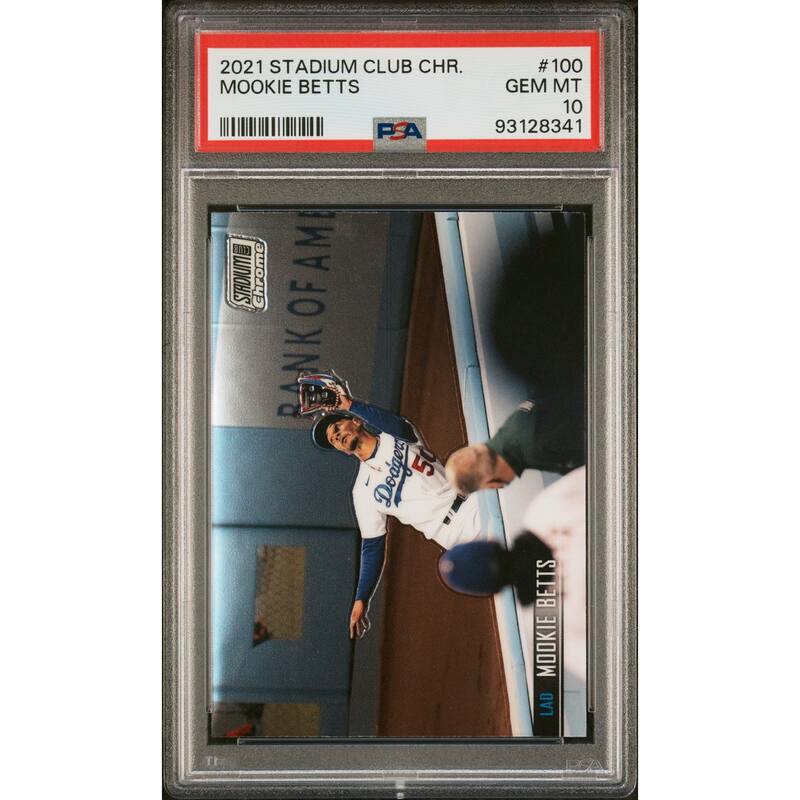 Mookie Betts 2021 Topps Stadium Club Chrome Baseball Card #100 Graded PSA 10 - 8'6" x 11'6"
