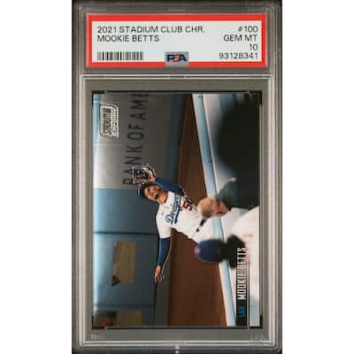 Mookie Betts 2021 Topps Stadium Club Chrome Baseball Card #100 Graded PSA 10 - 8'6" x 11'6"
