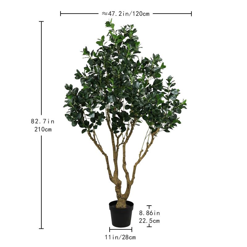 7.2FT Tall Artificial Silk Tree Large Faux Greenery Plant with Lifelike Leaves Potted Fake Plant, 1pc/set