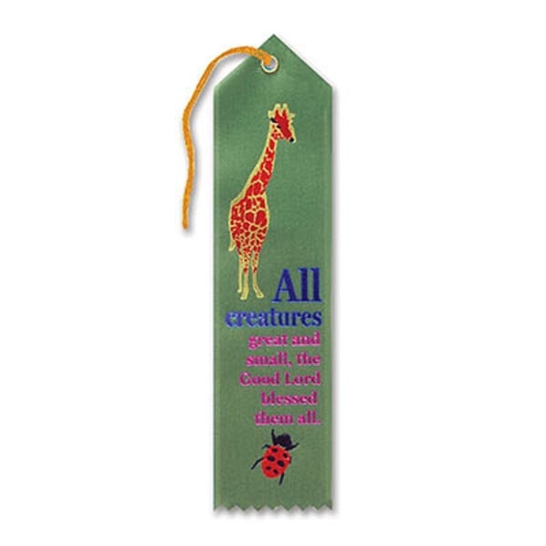 Pack of 6 Green "All Creatures Great and Small Award" Decorative Award Ribbon Bookmarks 8" - N/A