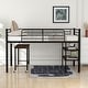 preview thumbnail 3 of 7, Twin Size Metal Loft Bed with 1 Rolling Desk and 2 Shelves, Black