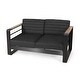 preview thumbnail 3 of 10, Loveseat with Slat Paneling and Aluminum Frame, Black