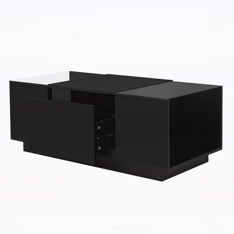 Coffee Table with Open Storage Compartment and 2 Hidden Drawers for Living Room