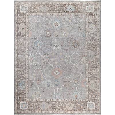 Oushak One-of-a-Kind Hand-Knotted Area Rug - Gray - 9' 2" x 11' 11"