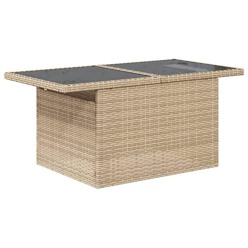 vidaXL Patio Sofa Set with Cushions Outdoor Furniture 7 Piece Poly Rattan - 24.4 x 24.4 x 27.2