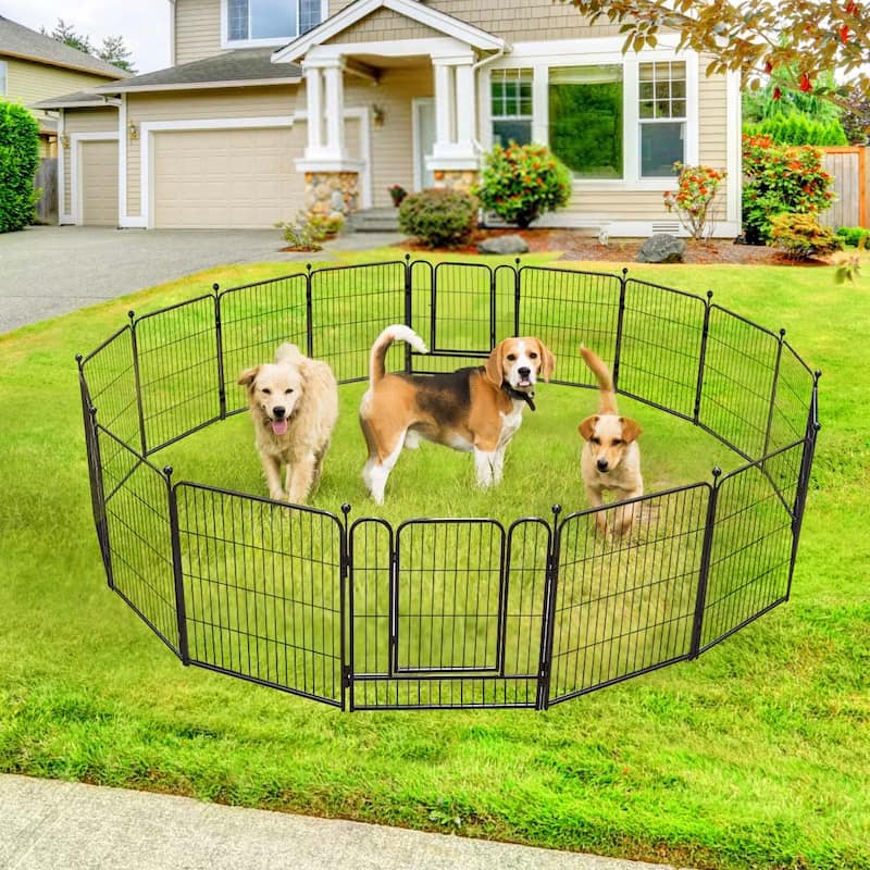 GARPROVM 16 Panels 32" Height Dog Playpen Heavy Duty Pet Fence Indoor Outdoor - 16 Panels 32" H - 16 Panels 32" H