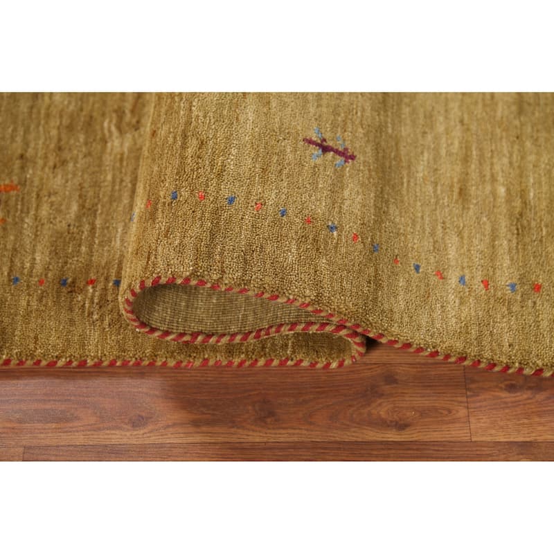 Tribal Gabbeh Indian Accent Rug Handmade Yellow Wool Carpet - 3'0"x 5'3"