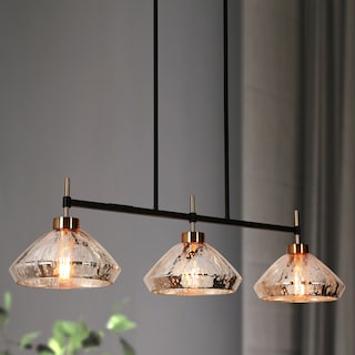 Flyn Modern 3-Light Linear Chandelier Mercury Glass Pendant Lights for Kitchen Island