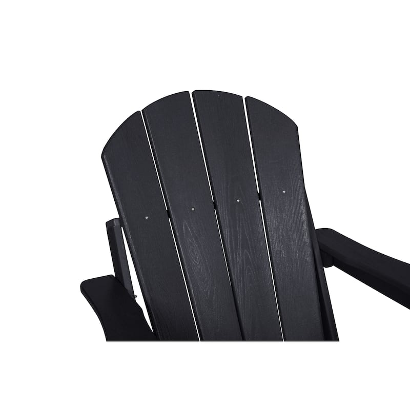 Black Folding Adirondack Chair Reading Chair with Dual Cup Holder, Coffee Chair Leisure Chair Reception Chair