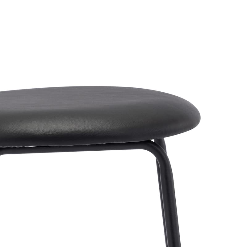 Faux Leather Rattan Back Dining Chairs Counter Stools with Metal Legs