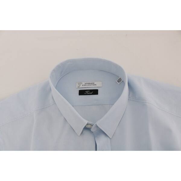 Shop Versace Collection Light Blue Cotton Dress Shirt Trend Men S Fit Overstock 24606052 43
