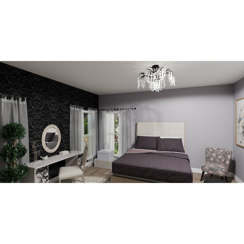 Maple 6-Light Earth Black Semi-Flush Mount