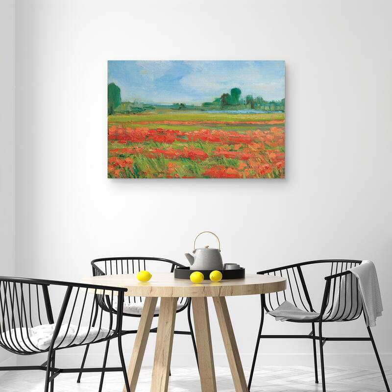 Living Coral Poppy Field by Alexi Fine Canvas Art Print