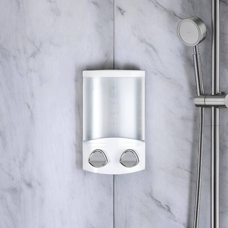 HomeRoots White Heavy Duty Plastic Two Chamber Wall Mount Soap Dispenser - 4.75' X '7.5' X '3.25 - White - 4.75' X '7.5' X '3.25