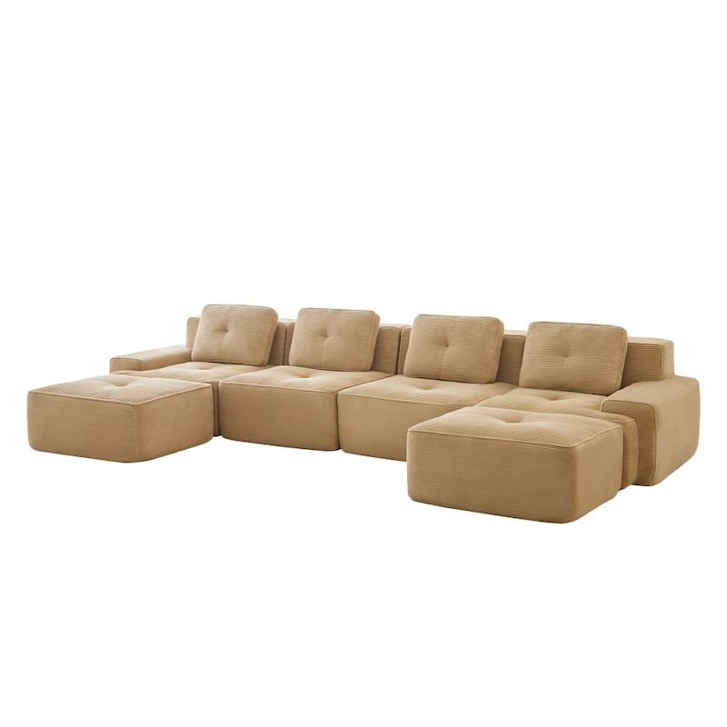 152.8" Modern U-Shaped Modular Anti-slip Design Sectional Sofa with 2 Ottomans