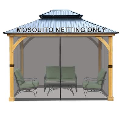 Aoodor Universal 10 x 12 ft. Gazebo Replacement Mosquito Netting Screen 4-Panel Sidewalls (Only Netting)