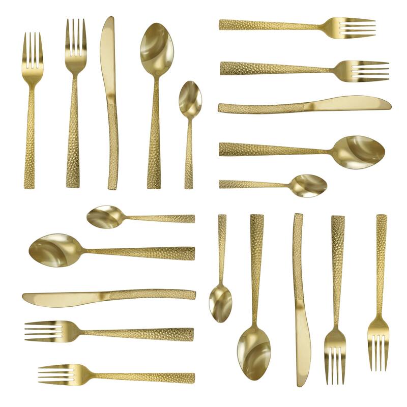 20 Piece Stainless Steel Flatware Set in Gold