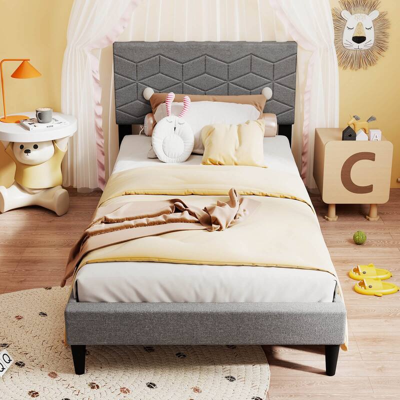 Costway Twin/Full/Queen Size Bed Frame with Linen Fabric Upholstered