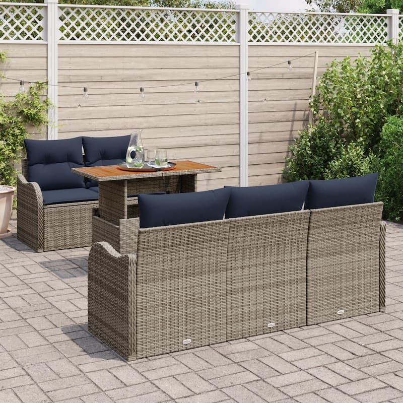 vidaXL 6 Piece Garden Sofa Set with Cushions - 69.3×24.4×27.2