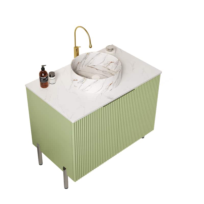 30" Bathroom Vanity with Sink, Freestanding Bathroom Storage Cabinet with 2 Doors