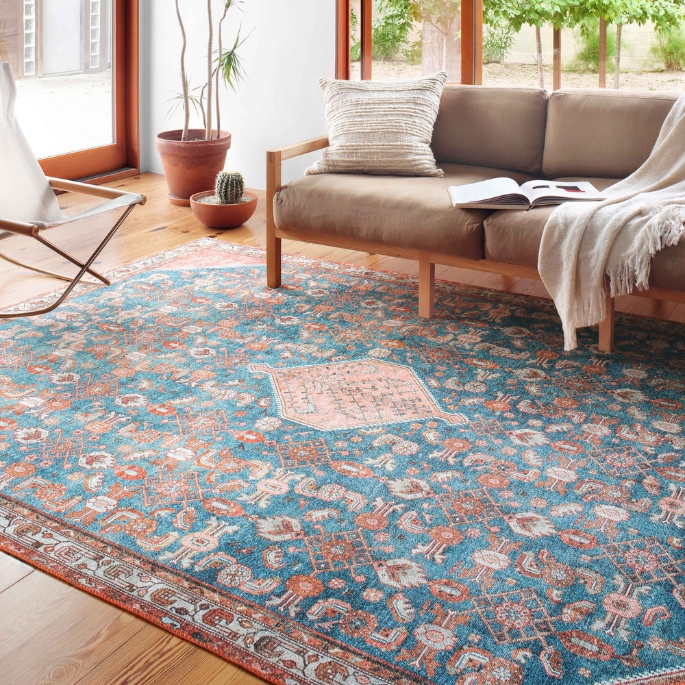 Alexander Home Isabelle Boho Vintage Botanical Printed Area Rug