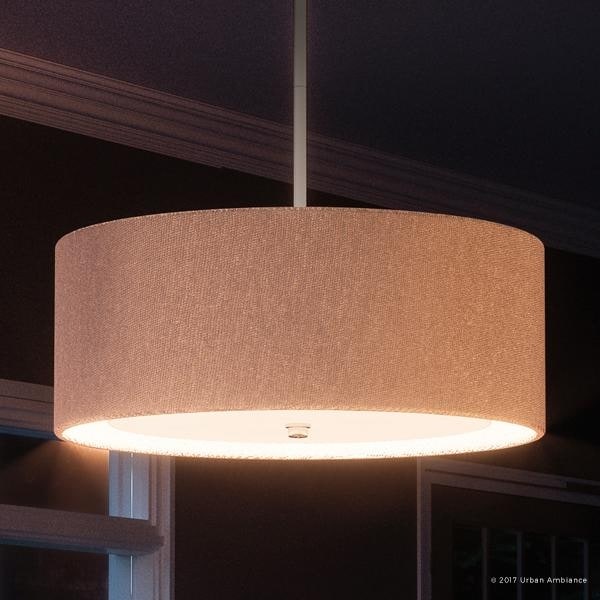 Luxury Metropolitan Chandelier, 8"H x 20"W, with Modern Style, Drum Design, Brushed Nickel Finish (60 to 100 Watts - Steel - Nickel - 1 to 3 - Single - Chandeliers For Bedrooms by Overstock.com