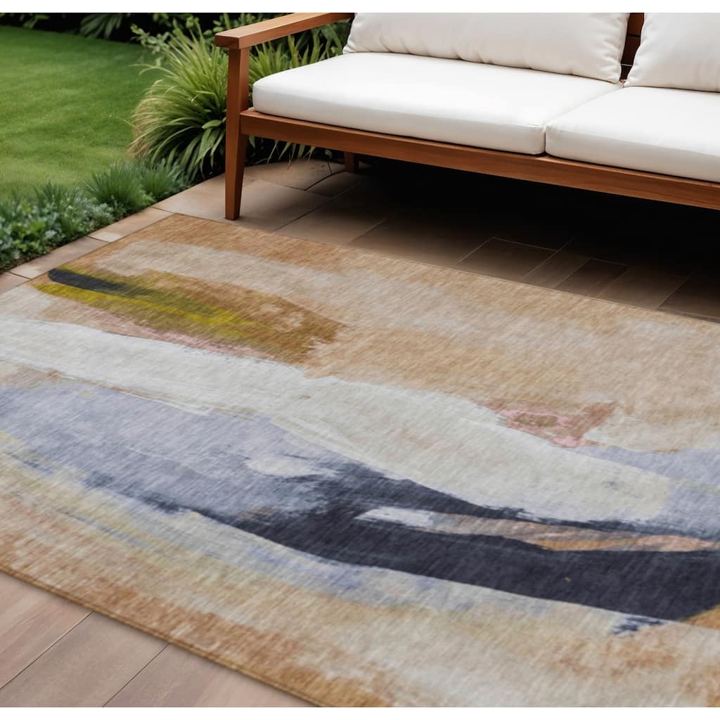 HomeRoots Abstract Transitional Rectangle Outdoor Rug