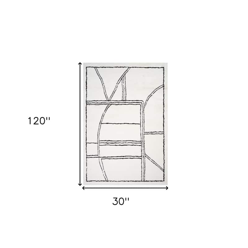 HomeRoots Moroccan Transitional Runner Area Rug - 120.00 in. x 30.00 in. x 0.60 in.