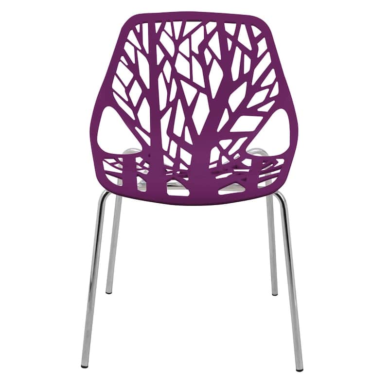 Asbury Stackable Dining Chair with Chrome Legs Side Chair with Modern Cut-Out Design Backrest
