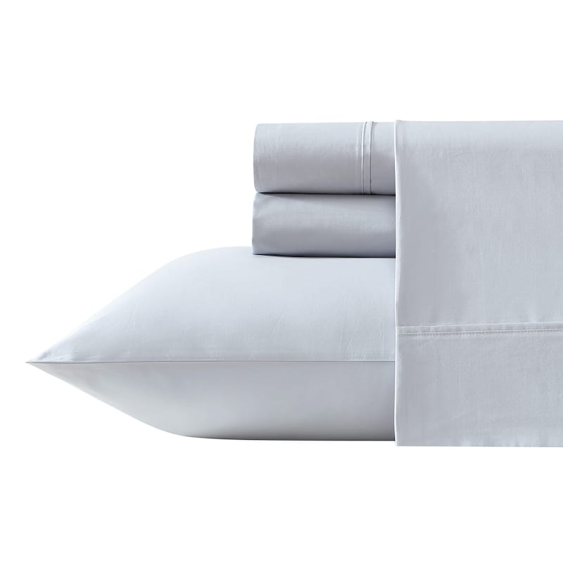 Vera Wang Egyptian Cotton Solid Sheet Set - Blue - King