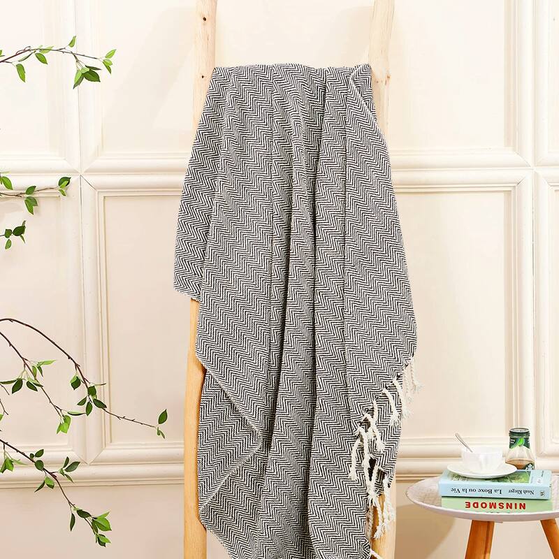 Extra Cozy Chevron Knit Throw Super Soft Knitted Blanket for Couch