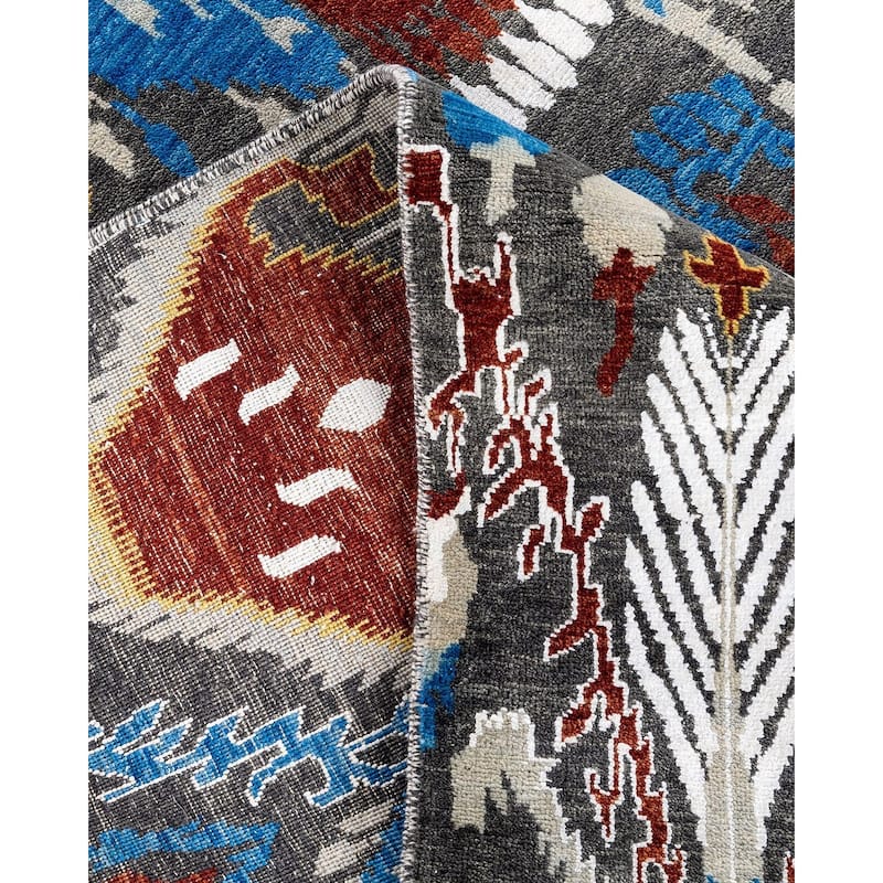 Ikat One-of-a-Kind Hand-Knotted Area Rug - Rust, 9' 0" x 12' 0" - 9' 0" x 12' 0"