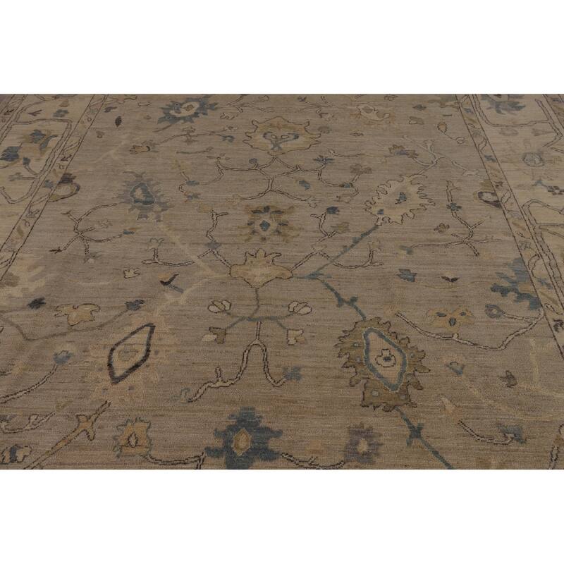 Oushak Turkish Area Rug Beige Hand-Knotted Wool Carpet - 8'1"x 10'1"