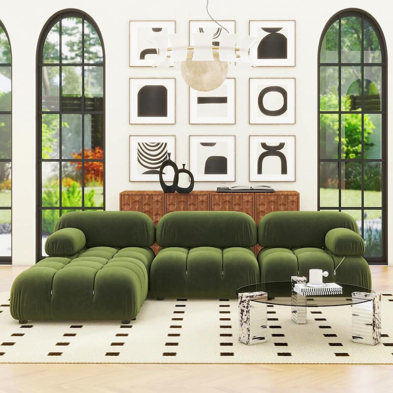 Marcel 109.5" Bubble Modular Modern 3-Piece Sofa