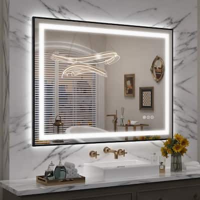 Black Metal Framed LED Front Light and Backlit Anti-Fog Wall Bathroom/ Vanity Mirror