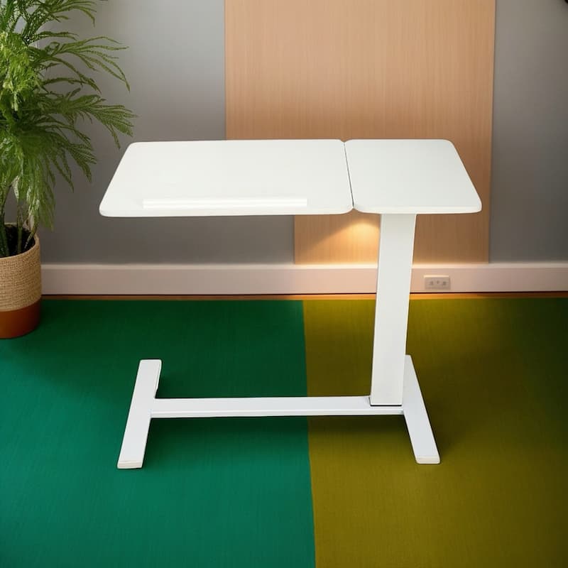 Overbed Bedside Desk Mobile Rolling Laptop Stand Tilting Overbed Table with Wheels Height Adjustable Tray Table