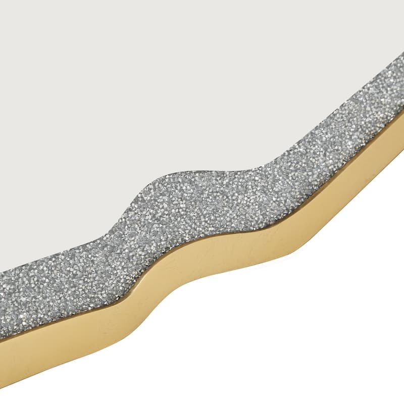 Mireve Modern Irregular Wall Mirror with Faux Diamond and Gold MDF Frame - W32.5"xD0.8"xH47.2"