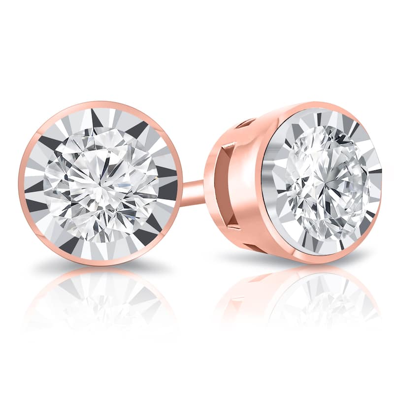 Auriya 14k Gold 5/8ctw Round Diamond Stud Earrings Bezel-set (G-H, VS1-VS2)