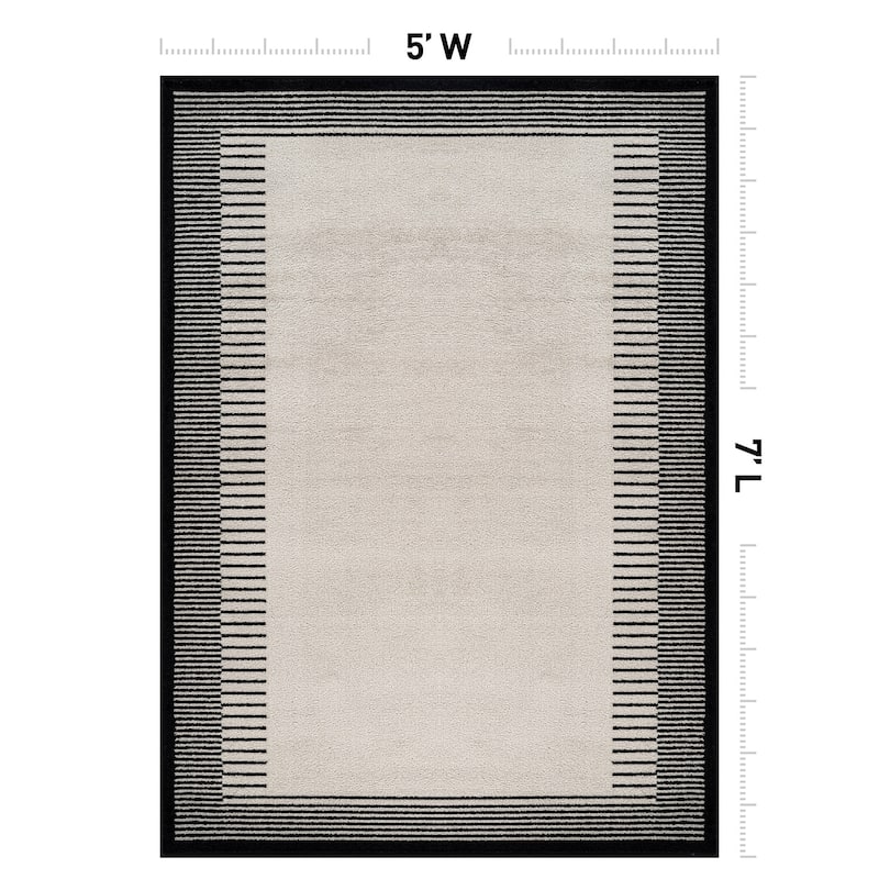 World Rug Gallery Modern Abstract Bordered Area Rug for Living Room, Bedroom, or Entryway - Low Pile Indoor Rug