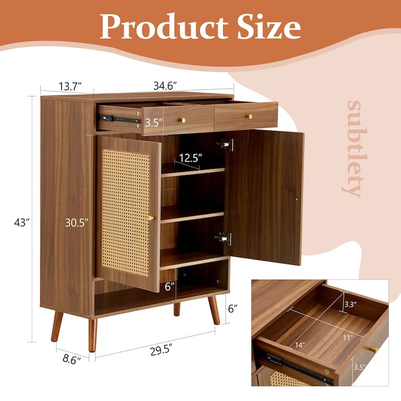 Multi-functional Modern Minimalist Walnut-Colored MDF Shoe Cabinet - Perfectly Blends into Nordic, and Industrial Style Homes