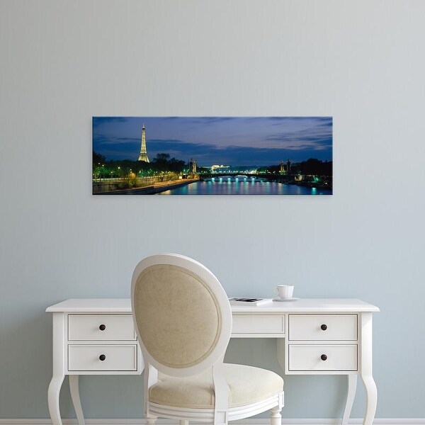 Easy Art Prints Panoramic Images's 'France, Paris, Eiffel Tower , Seine River' Premium Canvas Art