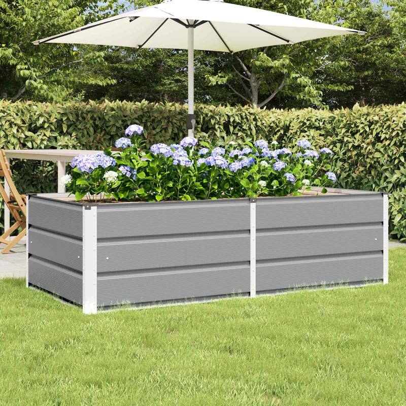 vidaXL Planter in Steel - 62.99 x 31.50 x 17.72 - Grey - 62.99 x 31.50 x 17.72 in