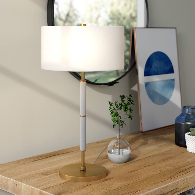 Simone 2-Light Table Lamp - Cool Gray/Brass
