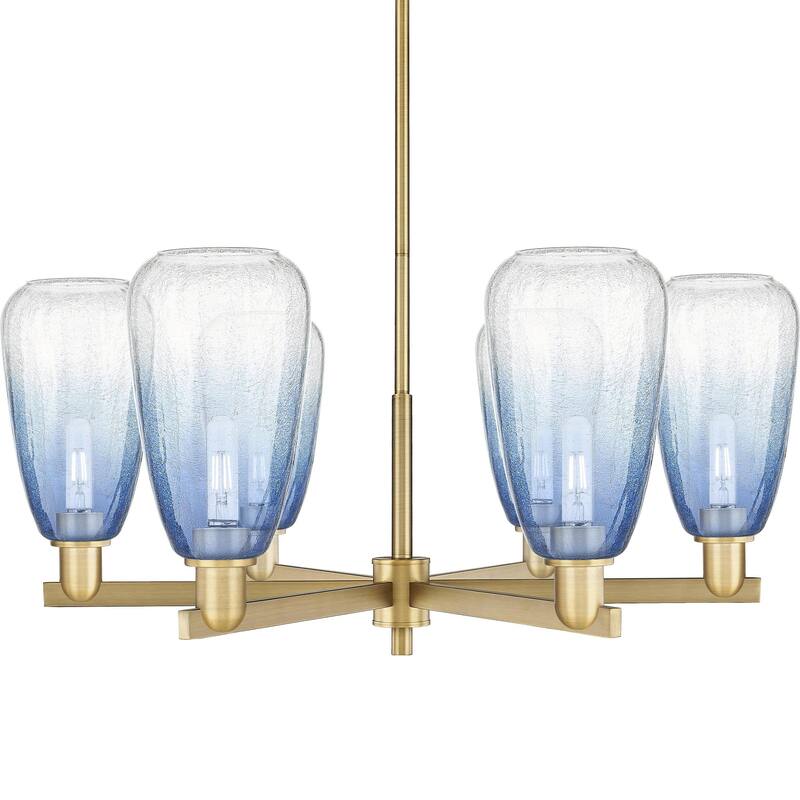 Innovations Lighting 716-6CR-14-24 Brookhaven Almond Chandelier - Brushed Brass / Sapphire Blue
