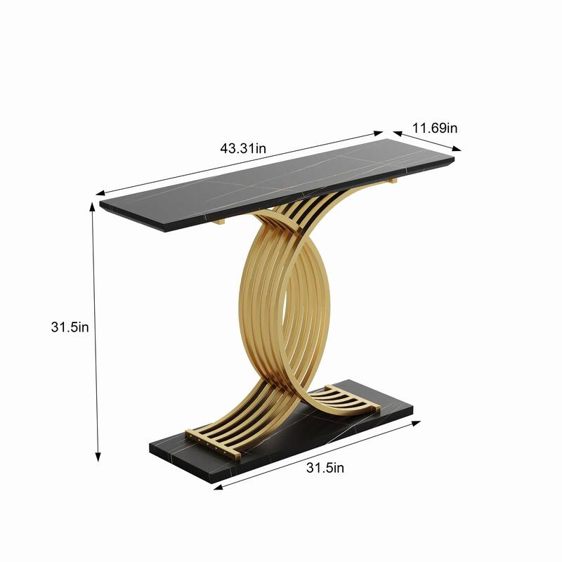 43.31" Luxurious Console Table with Gold Intertwined Metal Legs for Entryway Decor