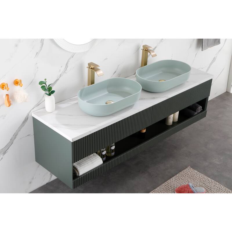 Modern 24-Inch Acrylic Bathroom Sink with Hydrophobic Surface, Non-Porous and Durable Design - 24in L