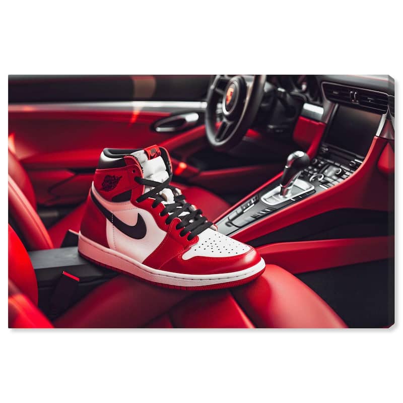 Sneaker Car Red Canvas by Art Remedy, Gallery Wrapped - 54" x 36"