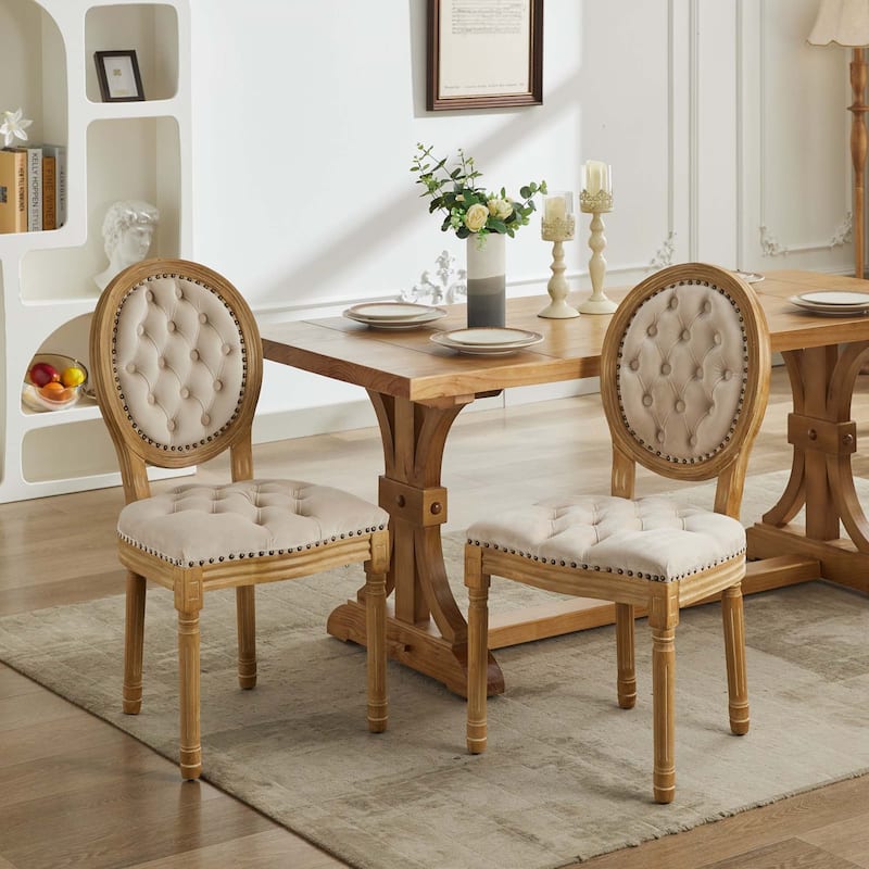 Solid Wood Frame Velvet Dining Chair with Nailhead Trim,Set of 2